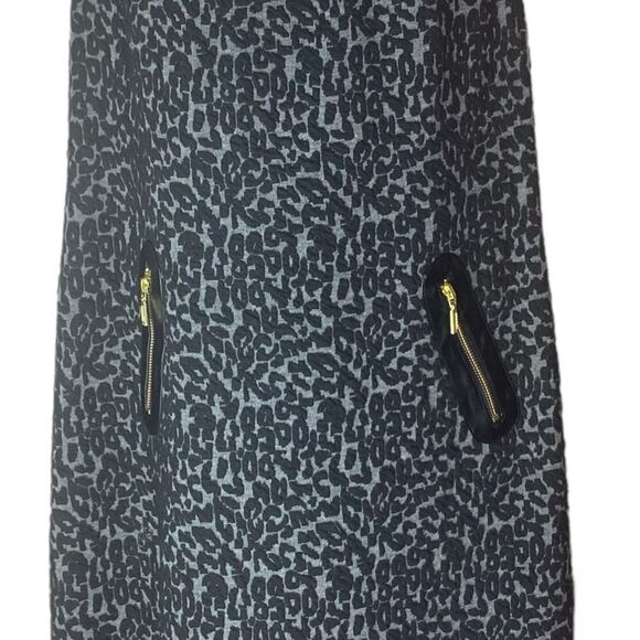 Eliza J Wm’s Sz 14W Black Gray Cheetah Print Textured Knit Zipper Sheath Dress - Picture 2 of 7
